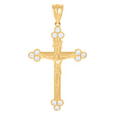 10kt Yellow Gold Diamond-Cut Mens Cross Religious Charm Pendant