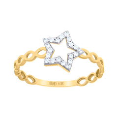 10kt Two-Tone Gold Womens Cubic-Zirconia Star Fashion Ring