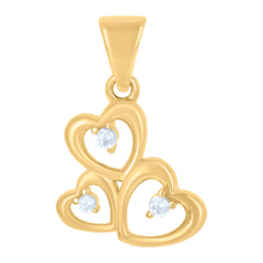 10kt Yellow Gold Womens Cubic-Zirconia Triple Heart Charm Pendant