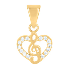 10kt Yellow Gold Womens Cubic-Zirconia Treble Clef Heart Charm Pendant