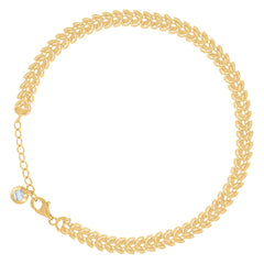 14kt Yellow Gold Womens Cubic-Zirconia Link Fashion 8" Bracelet