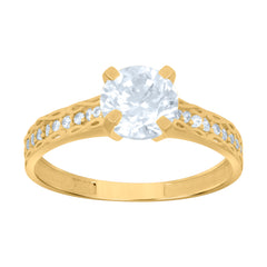 10kt Yellow Gold Womens Cubic-Zirconia Duo Bridal Ring Set