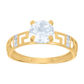 10Kt Two-Tone Gold Unisex Cubic-Zirconia Crucifix Cross Religious Charm Pendant