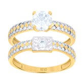 10kt Yellow Gold Womens Cubic-Zirconia Bridal Engagement Ring