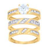 10kt Tri-Color Gold Womens Cubic-Zirconia Trio Ring Set