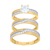 10kt Tri-Color Gold Womens Cubic-Zirconia Trio Ring Set