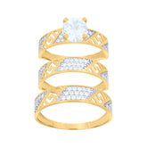 10kt Yellow Gold Womens Cubic-Zirconia Bridal Engagement Ring