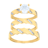 10kt Tri-Color Gold Womens Cubic-Zirconia Crucifix Jesus Religious Charm Pendant