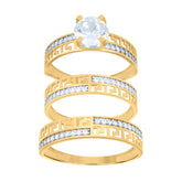 10Kt Gold Womens Tri-Color Cz Guadalupe Mary Heart Religious Band Ring