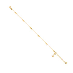 14kt Yellow Gold Womens Cubic-Zirconia Infinity Charm Beaded Anklet Bracelet Size 8 Inches
