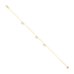 14kt Yellow Gold Womens Cubic-Zirconia Beaded Infinity Charm Anklet Bracelet Size 10 Inches