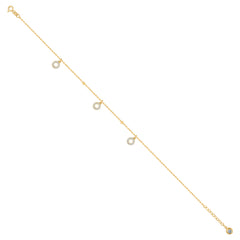 14kt Yellow Gold Womens Cubic-Zirconia Fashion Charm Anklet Bracelet Size 8 Inches