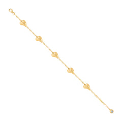 14kt Yellow Gold Womens Cubic-Zirconia Heart Charm Anklet Bracelet Size 8 Inches