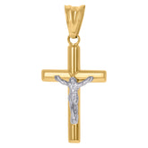 14kt Two-tone Gold Mens Crucifix Cross Religious Charm Pendant