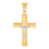 14kt Two-tone Gold Unisex Crucifix Cross Religious Charm Pendant