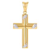 14kt Two-tone Gold Mens Cross Religious Charm Pendant