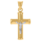 14kt Two-tone Gold Mens Crucifix Cross Religious Charm Pendant
