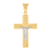 14kt Two-Tone Gold Mens Crucifix Cross Religious Charm Pendant
