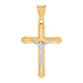 14kt Two-tone Gold Mens Crucifix Cross Religious Charm Pendant