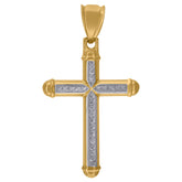 14kt Two-tone Gold Mens Cross Religious Charm Pendant