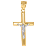 14kt Two-tone Gold Mens Crucifix Cross Religious Charm Pendant