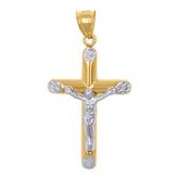 14kt Two-tone Gold Mens Crucifix Cross Religious Charm Pendant