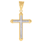 14kt Two-tone Gold Mens Cross Religious Charm Pendant