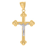 14kt Two-tone Gold Mens Crucifix Cross Religious Charm Pendant