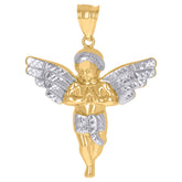 14kt Two-tone Gold Mens Angel Religious Charm Pendant