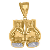 14kt Two-tone Gold Mens Boxing Gloves Sports Charm Pendant