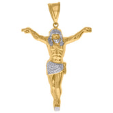 14kt Two-tone Gold Mens Jesus Religious Charm Pendant