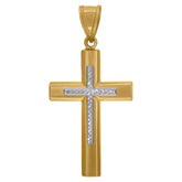 14kt Two-tone Gold Mens Cross Religious Charm Pendant