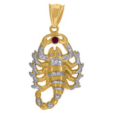 14kt Two-tone Gold Mens Purple Cubic-Zirconia Scorpion Insect Zodiac Sign/Wildlife Charm Pendant