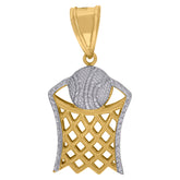 14kt Two-tone Gold Mens Basket Ball Sports Charm Pendant