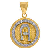 14kt Two-tone Gold Mens Medallion Jesus Religious Charm Pendant