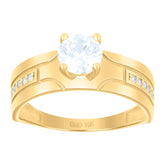 10kt Yellow Gold Womens Cubic-Zirconia Duo Bridal Ring Set