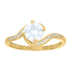 14kt Yellow Gold Womens Cubic-Zirconia Engagement Ring