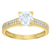 10kt Yellow Gold Womens Cubic-Zirconia Fashion Ring