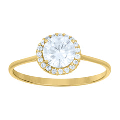 14kt Yellow Gold Womens Cubic-Zirconia Engagement Ring