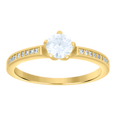 14kt Yellow Gold Womens Cubic-Zirconia Engagement Ring