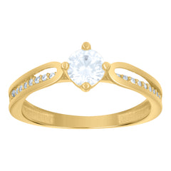 14kt Yellow Gold Womens Cubic-Zirconia Engagement Ring