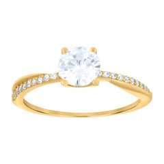 14kt Yellow Gold Womens Cubic-Zirconia Engagement Ring