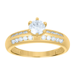 14kt Yellow Gold Womens Cubic-Zirconia Engagement Ring
