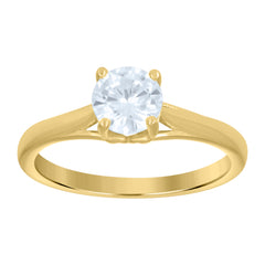 14kt Yellow Gold Womens Cubic-Zirconia Engagement Ring