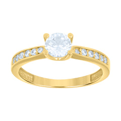 14kt Yellow Gold Womens Cubic-Zirconia Engagement Ring