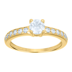 14kt Yellow Gold Womens Cubic-Zirconia Engagement Ring