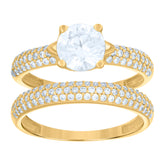 14kt Yellow Gold Womens Cubic-Zirconia Duo Bridal Ring Set