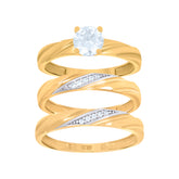 14kt Two-tone Gold His & Hers Cubic-Zirconia Trio Ring Set Ring