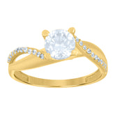 10kt Yellow Gold Womens Cubic-Zirconia Fashion Ring
