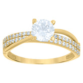 10kt Yellow Gold Womens Cubic-Zirconia Fashion Ring